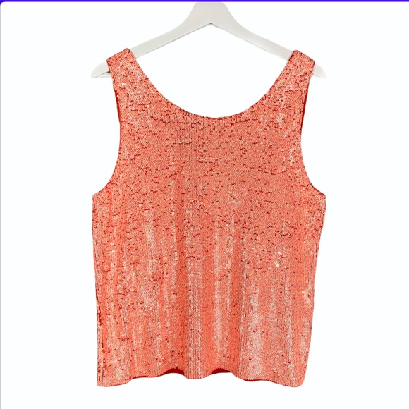 J. Crew Tops - J. Crew Heathered Peach STRETCH Sequin Tank Top | L |  EUC